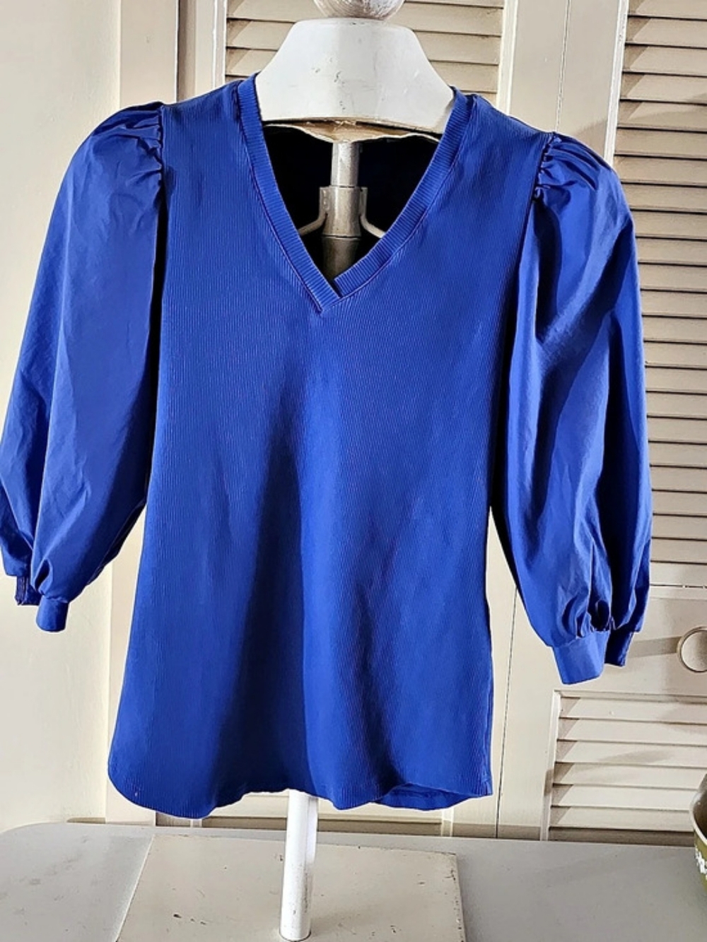 Chico'Small Blue Puff Sleeve Blouse Size Small Like New